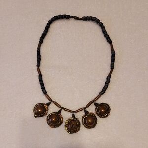 Elegant Blue, Brass and Copper Necklace